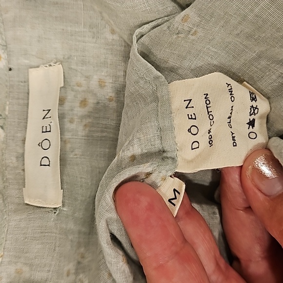 💕DOEN💕 Assam Dress Sweet Daisy Light Green Micro Floral Print Medium - NO BELT - Picture 16 of 16